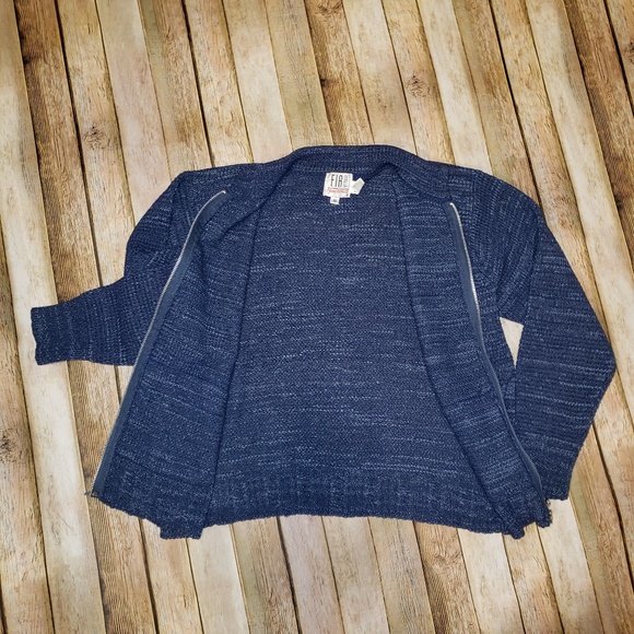 Handloomed FIA ITALIA Blue Zip Front Sweater - Picture 3 of 4
